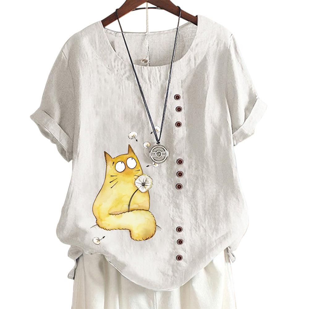 Женский повседневный хлопковый топ с 6 рисунками фламинго, круглым вырезом, короткими рукавами