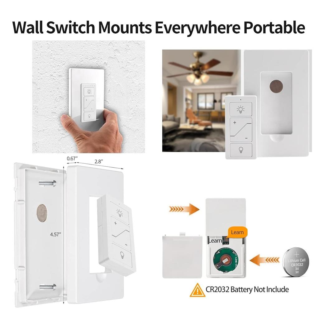 Hummptom Dimmer Switch with Remote Control, Dimmer Light Switch, Single Pole Smart Switch Light Switch Support 2.4G&5G Compatible with Alexa