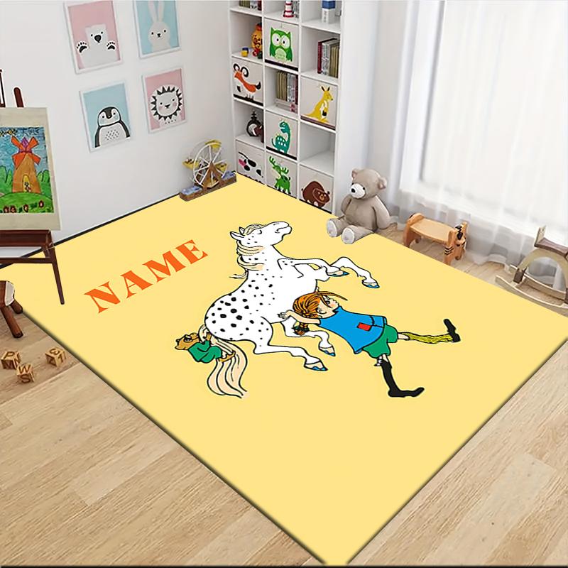 Custom Name Friendship Between Child Horse Carpet Rug Customizable Soft Washable Anti-Slip Home Living Room Sofa Mats Personalized Rug. 0909324
