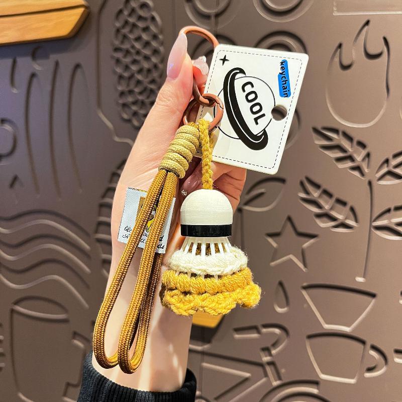 Badminton Shuttlecock Keychain Handmade Colorful Soft Lanyard Decor Lightweight Backpack Hanger for Sports Fans Creative Gift