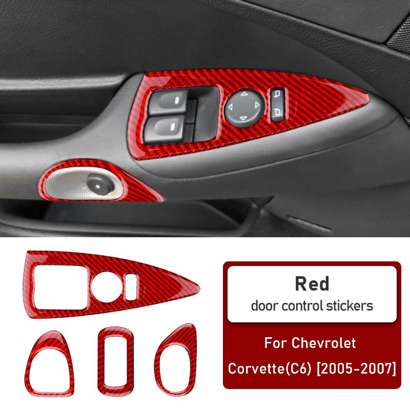 Real Soft Carbon Fiber for Chevrolet Corvette C6 2005 2006 2007 2008 2009 2010 2011 2012 2013 Door Window Button Panel Sticker
