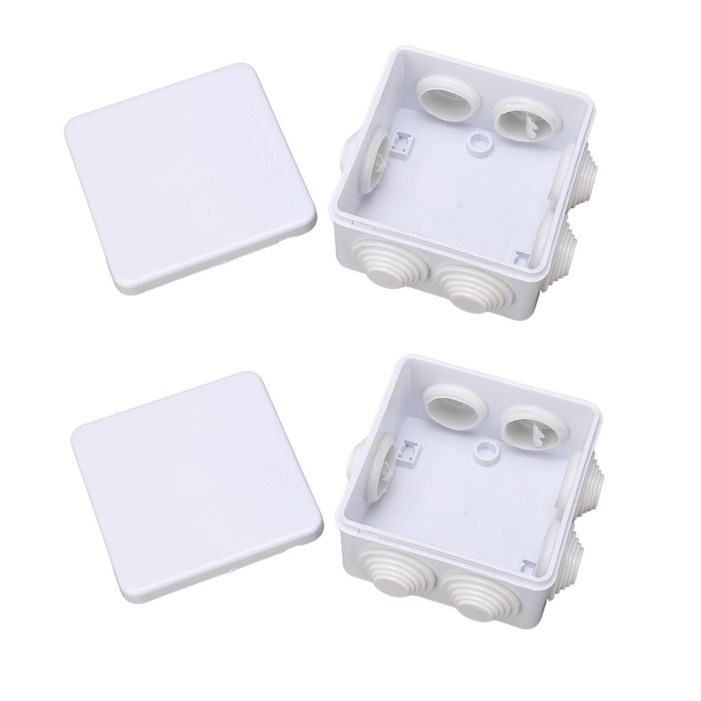 2PCS Electrical Junction Box with Reserved Hole ABS Plastic IP55 Waterproof Project Enclosure 85x85x50mm