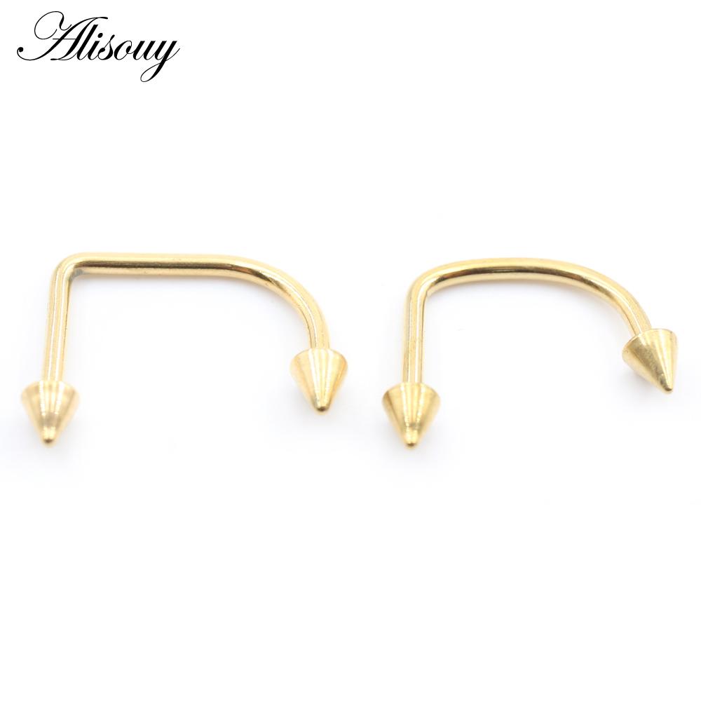 Alisouy 1PC U-образный шип конуса из нержавеющей стали подкова губа лабрет носовые кольца ухо уха серьги Daith Helix пирсинг украшения для тела