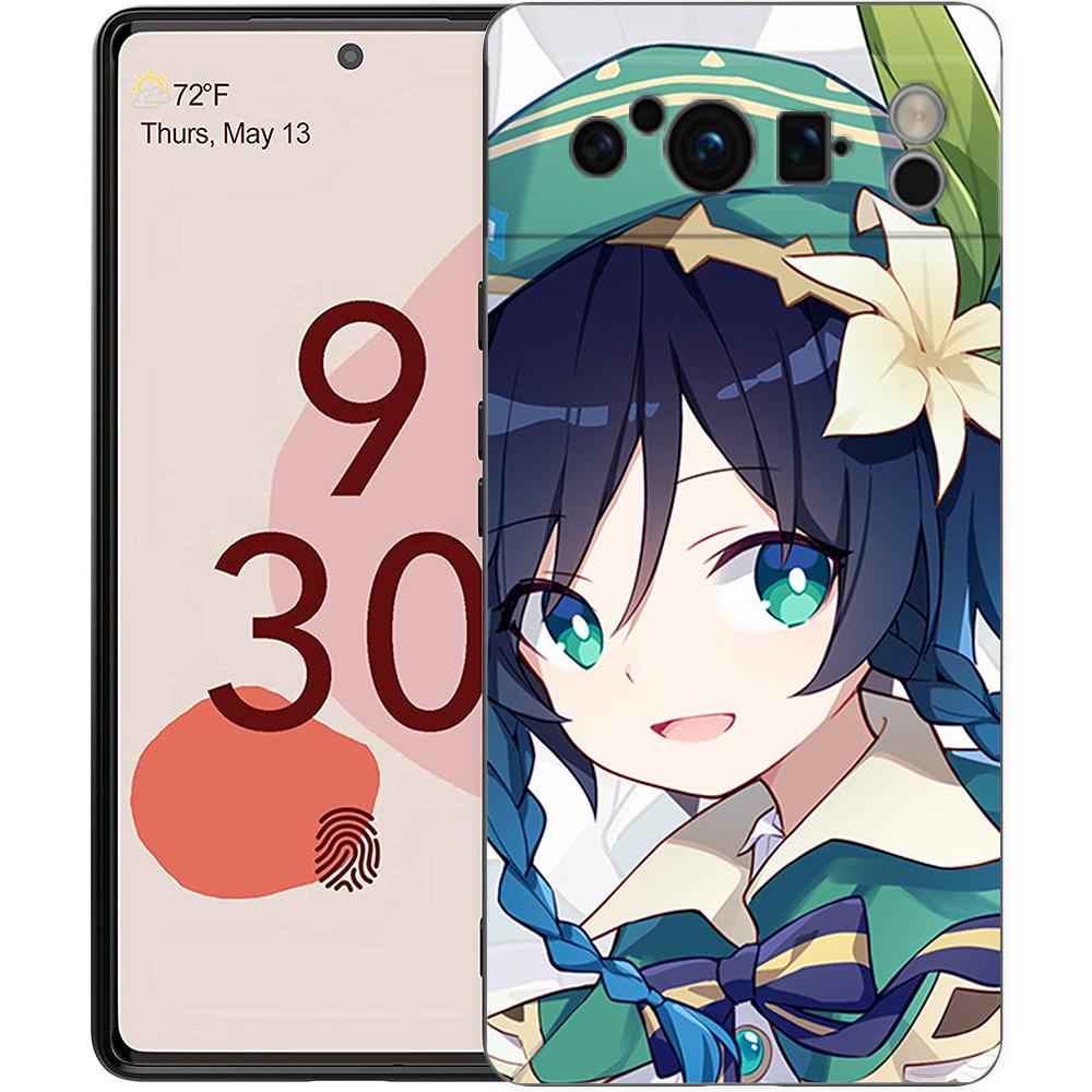 Чехол для телефона Genshin Impact для Google Pixel 8 A 7 6 Pro Мягкий ТПУ корпус для Pixel 6A Силиконовый Ударопрочный Черный чехол