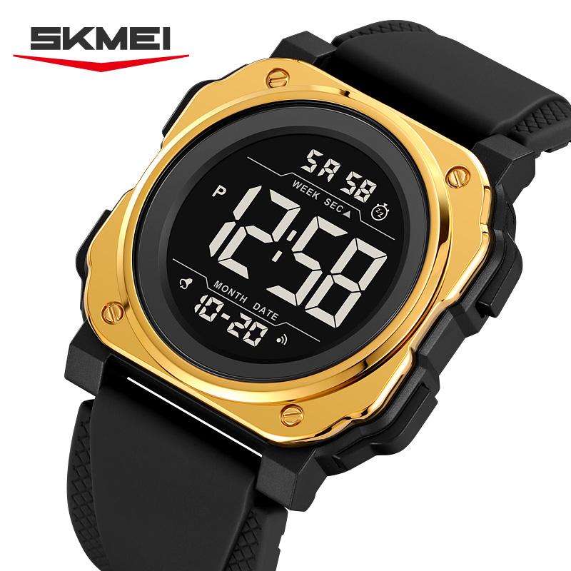 Skmei 2511 Модные цифровые часы для мужчин Силиконовый ремешок Водонепроницаемость Многофункциональность Ночная подсветка Спортивные часы Завод