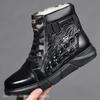 Новая зимняя обувь для мужчин, шерстяные сапоги, высокие ботинки из натуральной кожи, повседневная обувь для активного отдыха, крокодиловый принт, зимние сапоги