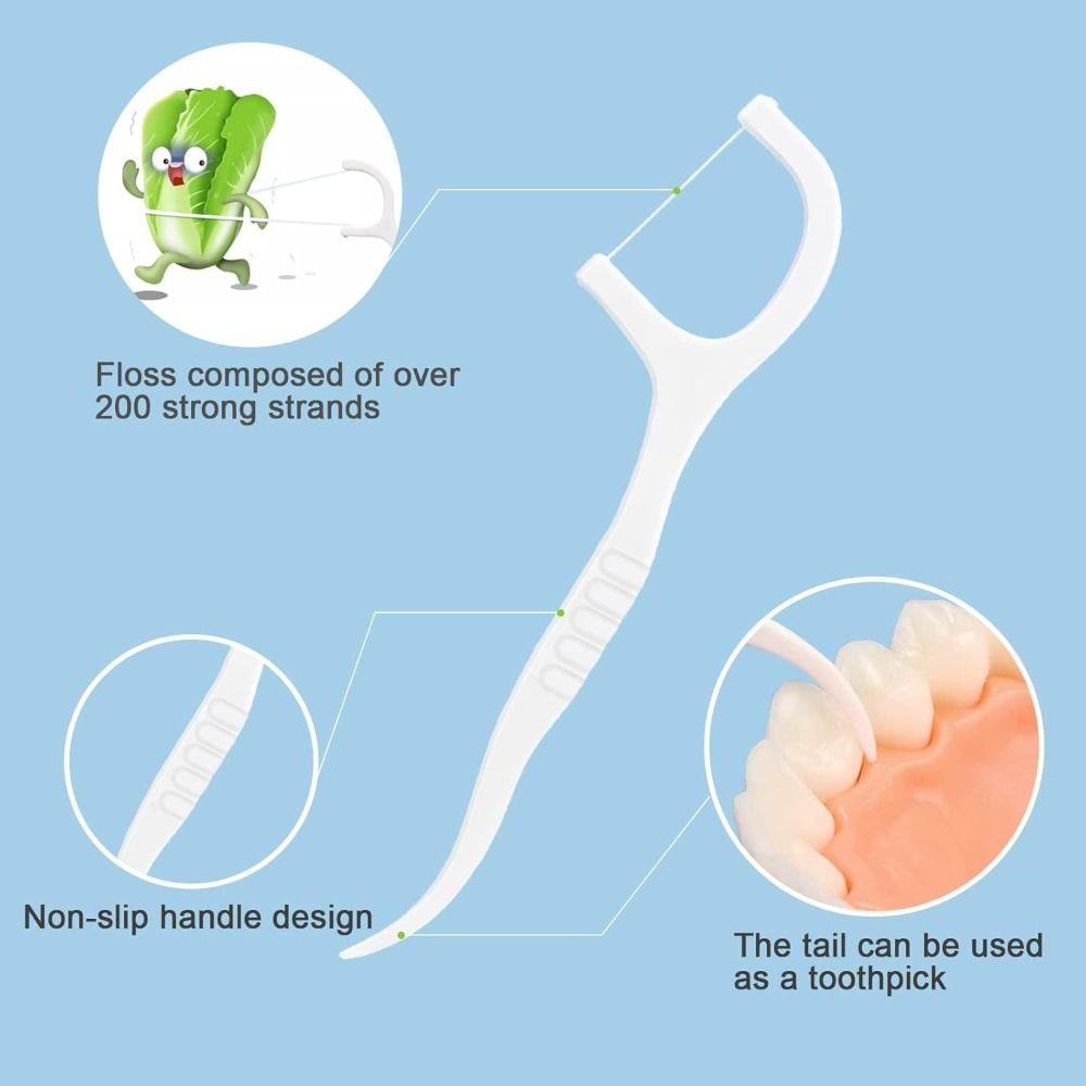 50Pcs/Box High Tensile Strength Dental Floss Carrying Case Toothpick Floss Stick Oral Hygiene Care