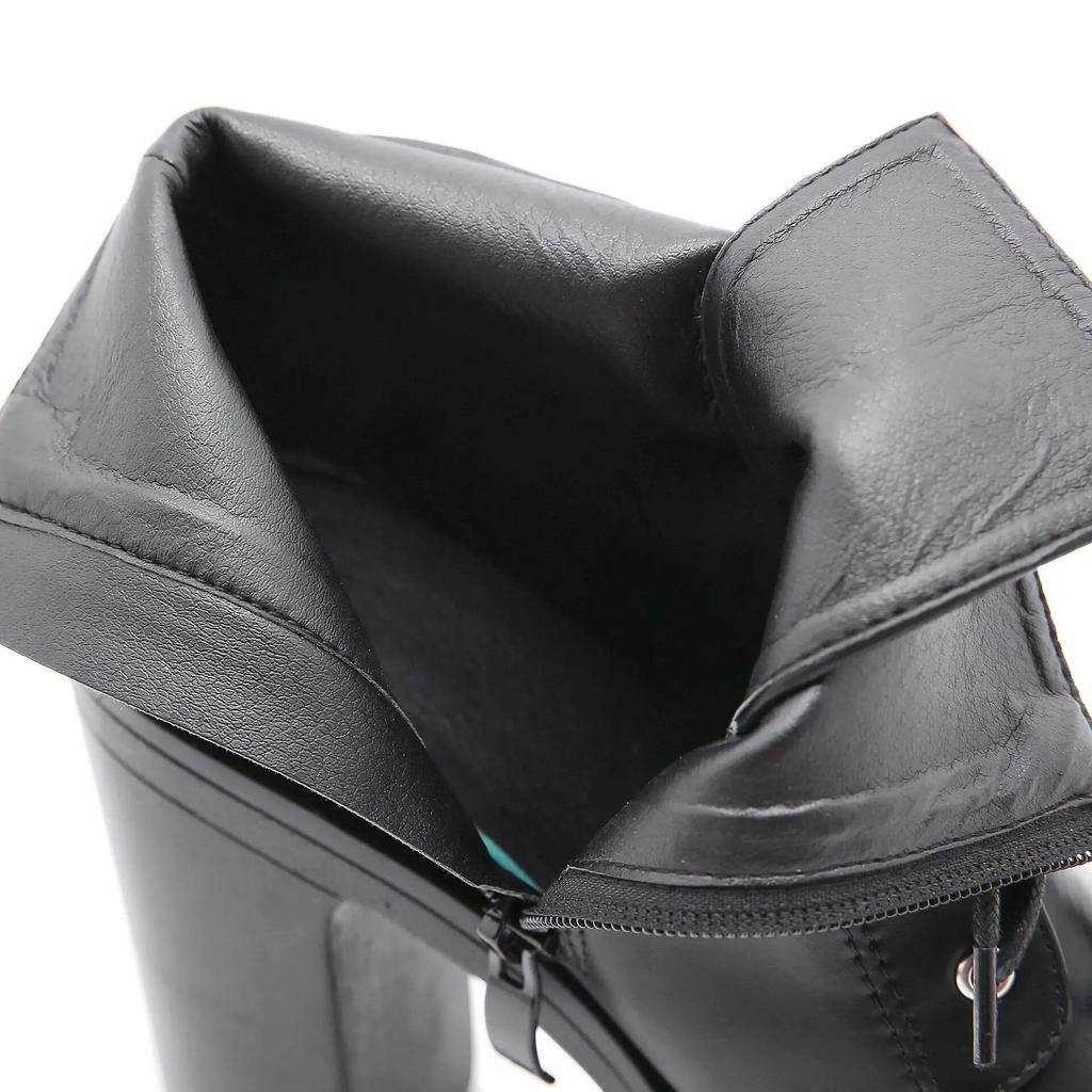 Осень-зима 2024, новая большая женская обувь на толстой подошве на каблуке 13 см, короткие сапоги на толстом высоком каблуке Lhx