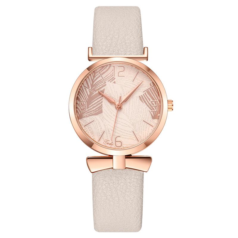Модные женские часы с принтом в виде листьев и бантов, ремень для женских часов