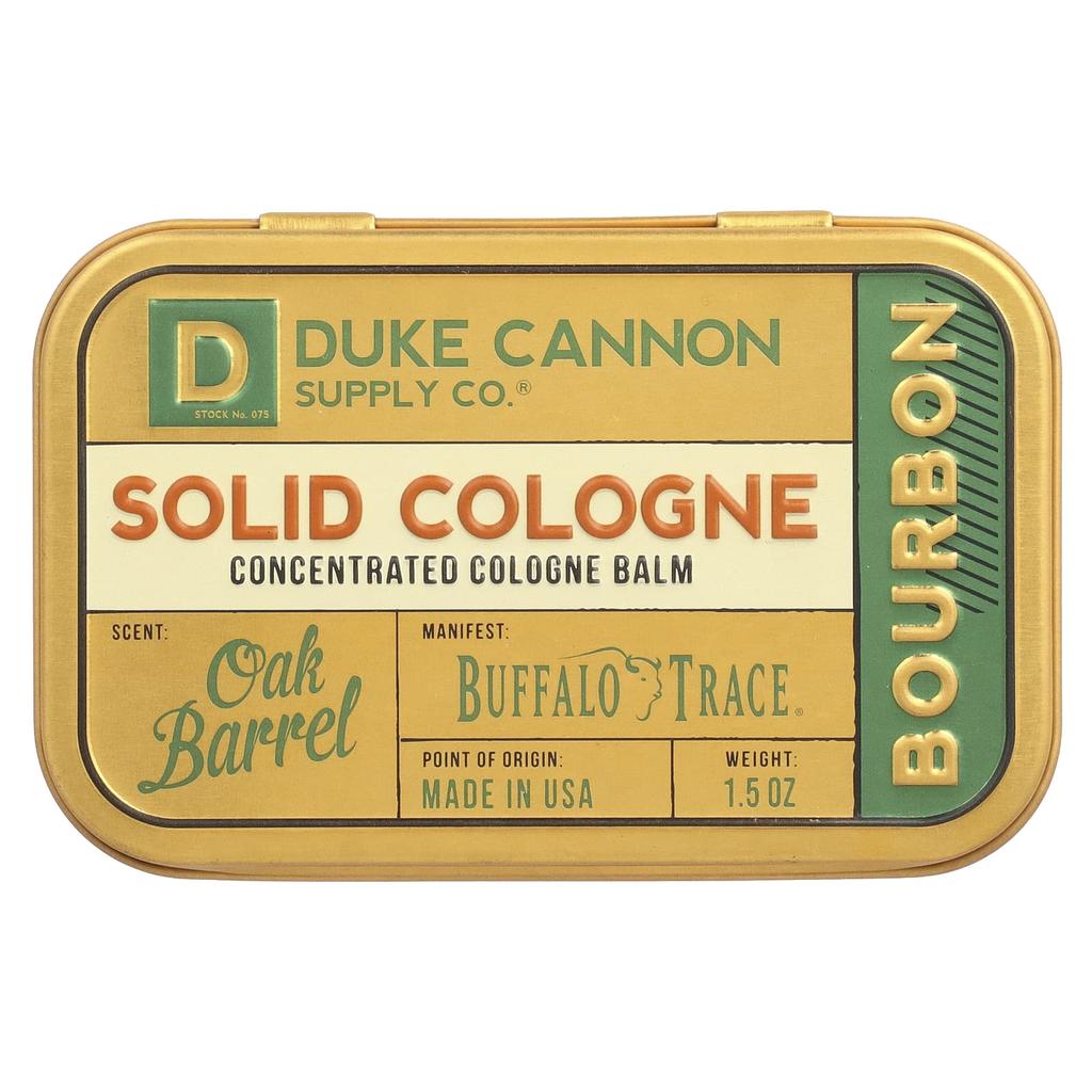 Duke Cannon Supply Co. Solid Cologne, Bourbon, Oak Barrel, 1.5 Oz
