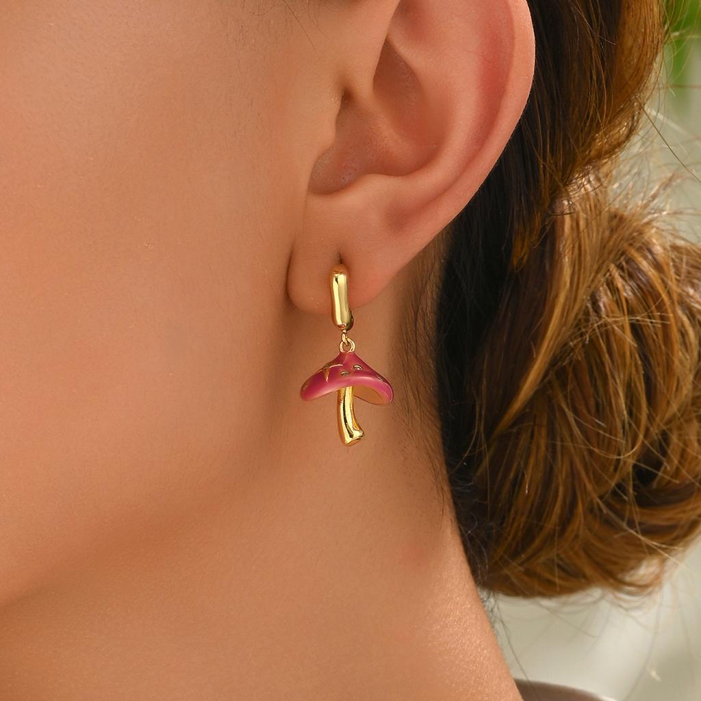 Серьги Wind Ladies Oil Drop Earrings Mushroom Set Diamond Hip Hop Design Earrings Оптовая продажа сережек