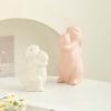 Easter Ceramic Bunny Figurine Holding Egg Look-up Rabbit Statue Sculpture Spring Easter Holiday Party Decoration