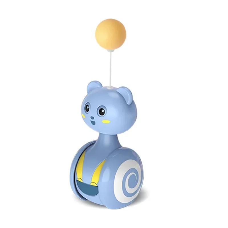 Funny Cat Interactive Toy Tumbler Automatic Swing Toy Cat Funny Balance Car Interactive Kitten Chase Toy with Badminton