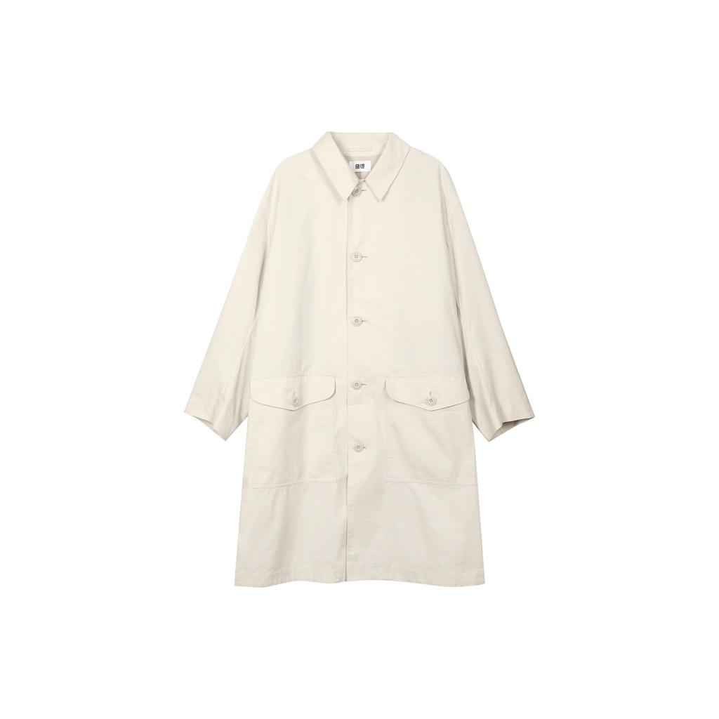 Uniqlo Тренч мужской однобортный средней длины, однотонный, серия U, цвет светло-бежевый 457988-30