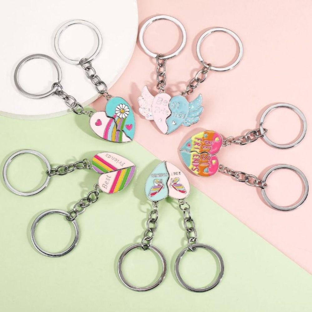 1 пара магнитных брелоков в форме сердца для лучших подруг, подвесные украшения, подходящие брелки в форме сердца для сестер