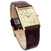 SEIKO Мужские часы Квадратный дизайн Кварцевые SWR064 Циферблат цвета шампанского золота × Коричневый кожаный ремешок