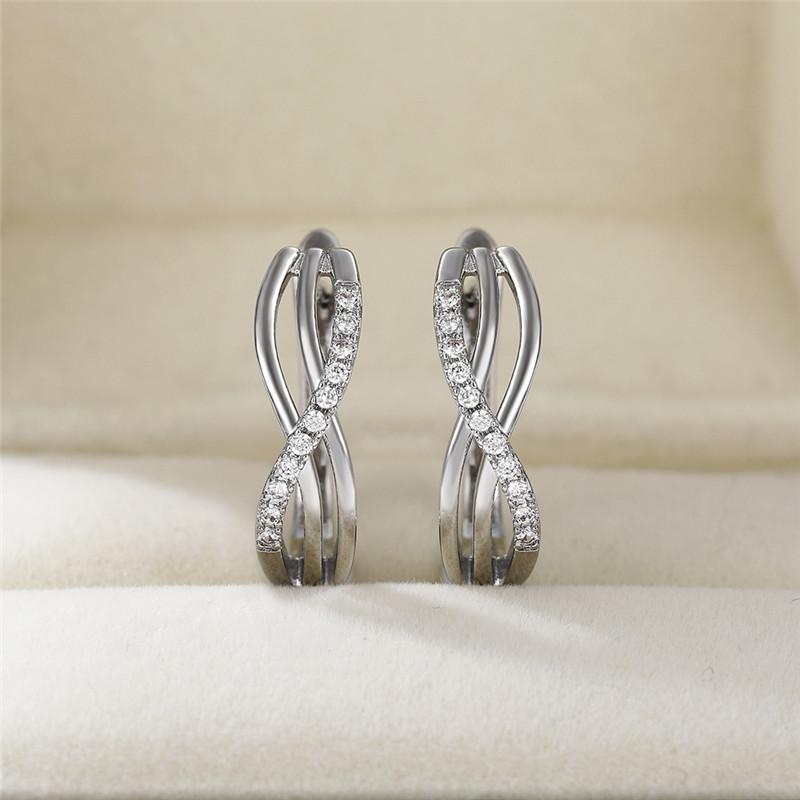 BELLA BOX Необычные серебряные серьги-кольца с кристаллами CZ, новый дизайн, женские аксессуары для ушей, универсальные эффектные ювелирные изделия