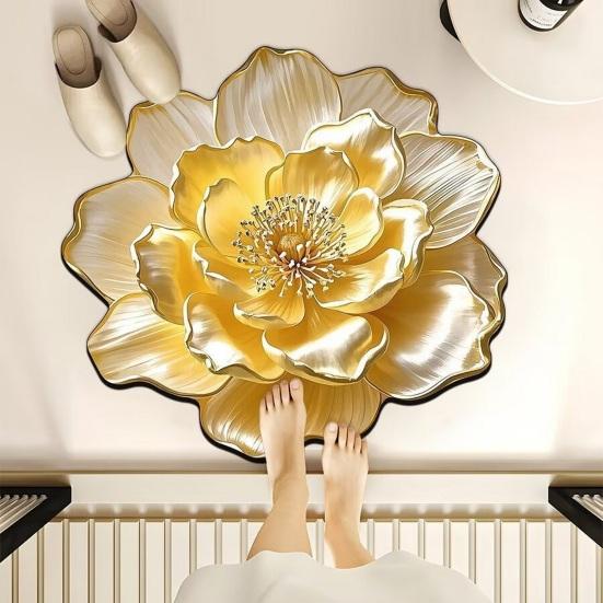 3D Цветочный коврик для пола Нескользящий Реалистичный Цветочный коврик для ванной Декоративный ковер в форме цветка Придверный коврик для гостиной, спальни, прихожей