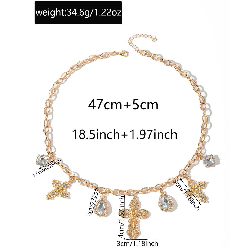 Хип-хоп ожерелье с подвеской в виде креста, панк-аксессуар со стразами