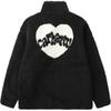 Carhartt WIP Мужская двусторонняя флисовая куртка с вышивкой в виде сердечек и букв, воротником-стойкой и спущенной линией плеча, Черная CHXJKA242008N-BKX