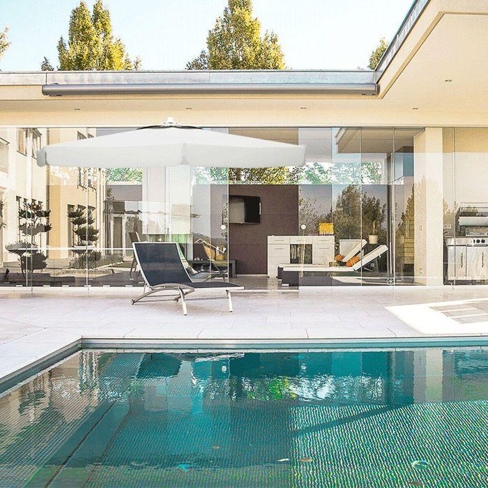 Пляжный зонт Белый | Пляжный зонт 270 см | Садовый зонт для улицы Полиэстер Алюминий - Marbueno