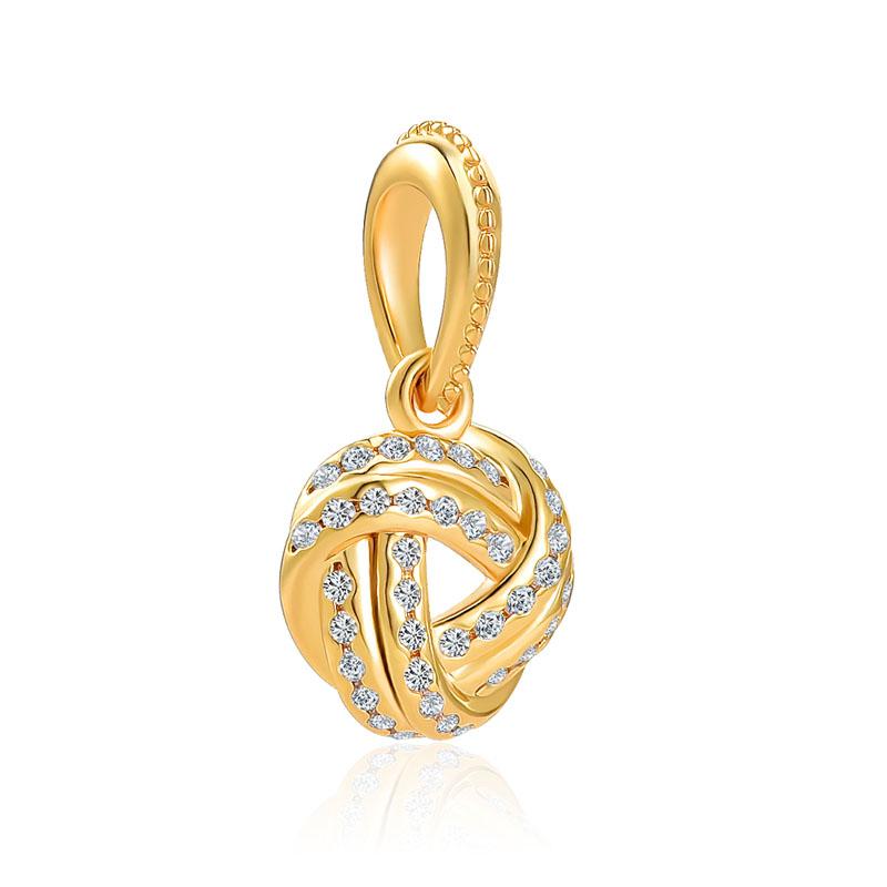 Шарм-корона из сосновых шишек с покрытием из 18-каратного золота, подходит для оригинального браслета, сияющий бусина, сделай сам, женские украшения, подарок, медный брелок, украшения, подарок