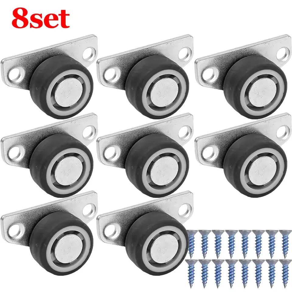 8/1PCS Mini Side Mount Caster Wheels Silent Rubber Furniture Casters Directional Cartwheels For Trolley Drawer Kitchen Cabinets