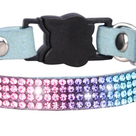Ожерелье для домашних животных, инкрустированное стразами, регулируемый отрывной ошейник для домашних животных, кошек, собак с колокольчиком
