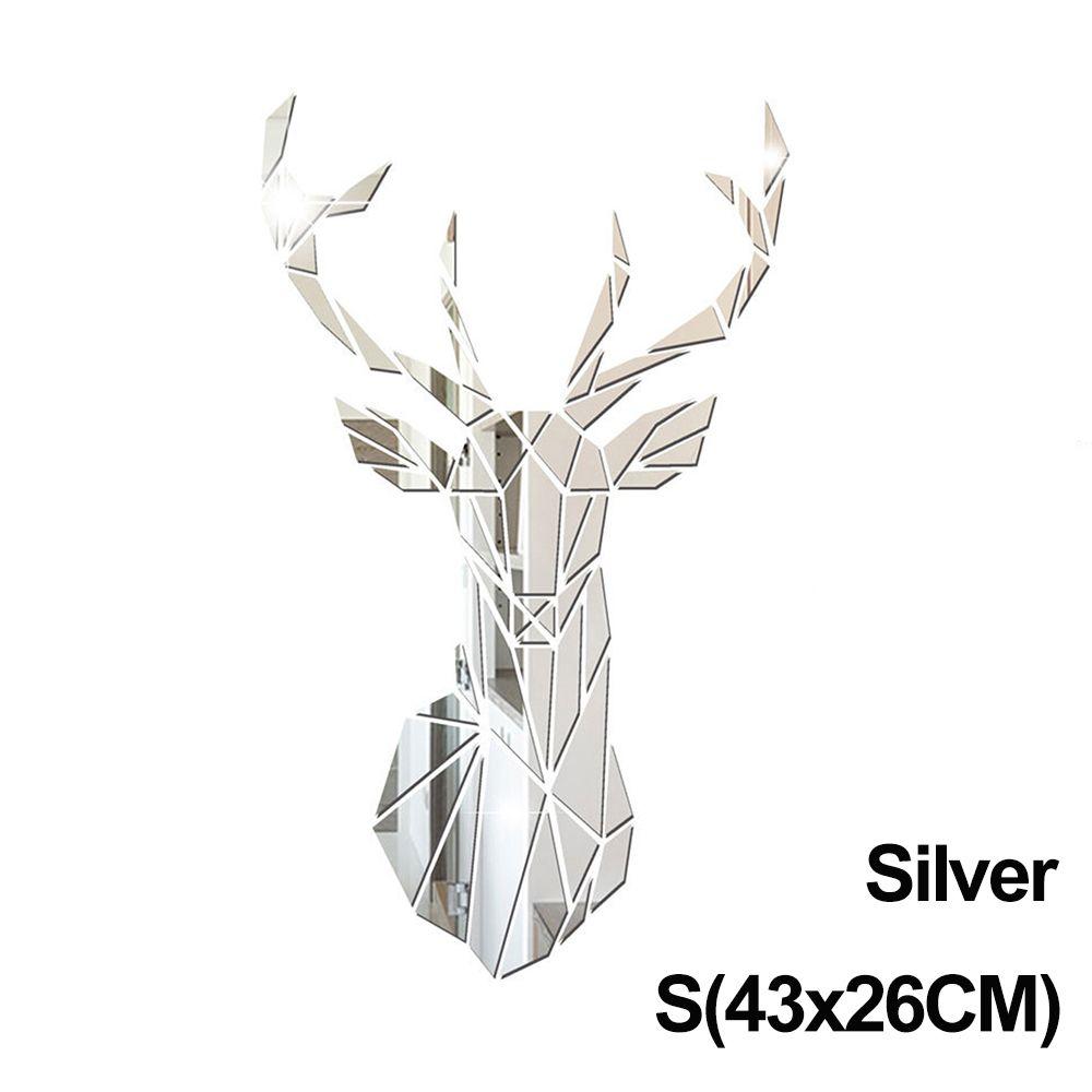 Наклейки с зеркальной поверхностью, самоклеящиеся, разных размеров, настенное искусство, настенная роспись для гостиной, 3D наклейки с головой оленя