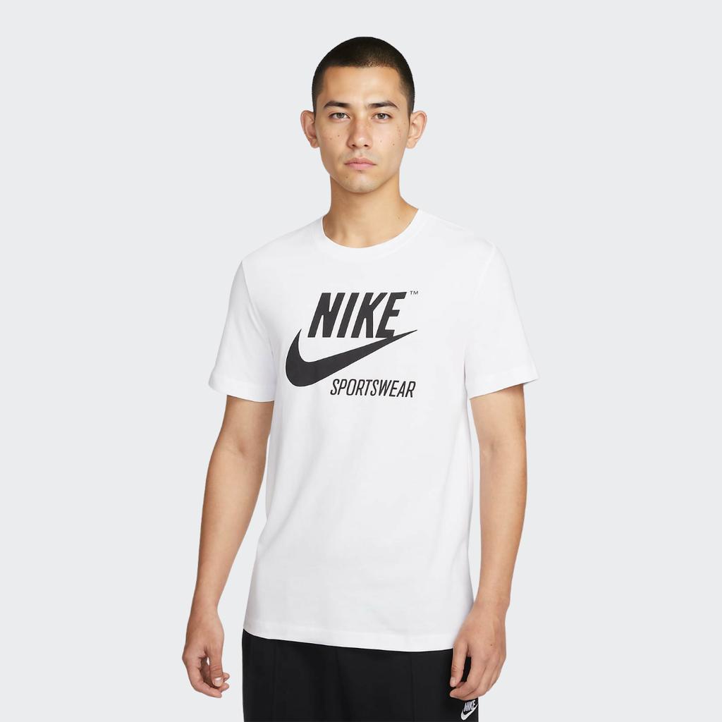 Nike Футболка с круглым вырезом и контрастным буквенным принтом, мужские топы, белые BV0627-100