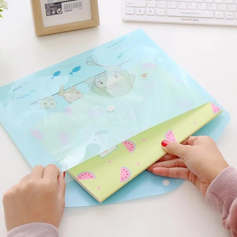 File Bag Cartoon Animal Cute Translucent PVC Folder Organizer Office School Supplies Student Stationery