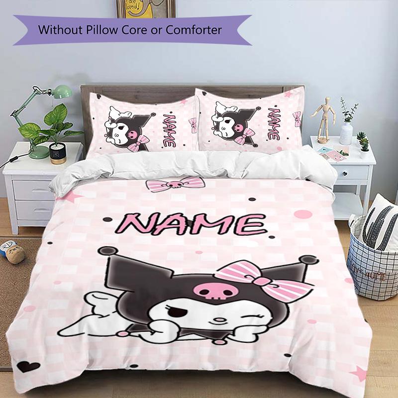 3pcs Kuromi9 Cover Set - Personalized Name, HD Printed Bedding with 1 Cover and 2 Pillowcases - Perfect for Home Decor, Easy Care