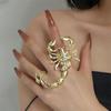 Exaggerated Punk Scorpion Ring Woman Shiny Zircon Charm Chain Ring Girl Party Jewelry Gift