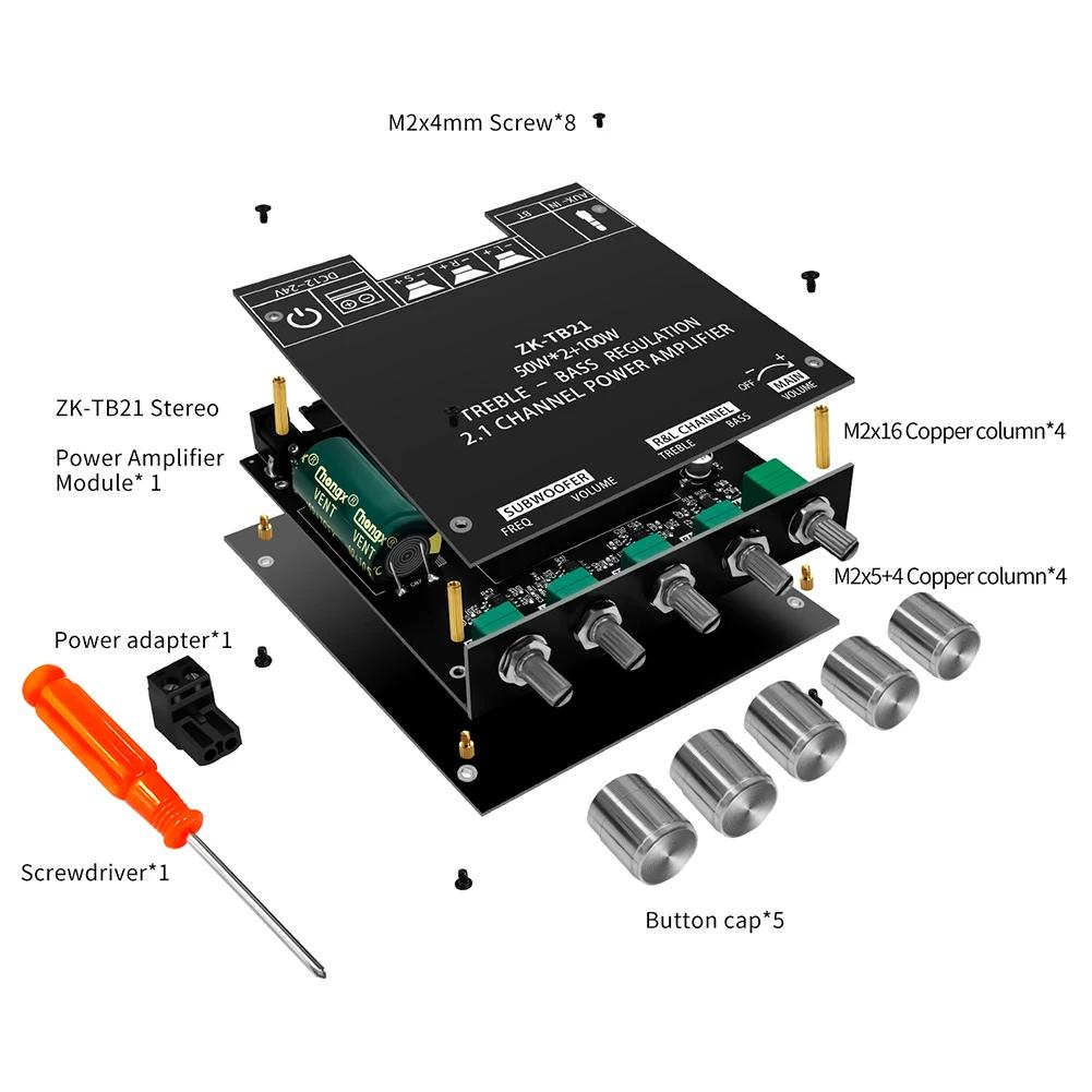 TPA3116D2 Bluetooth 5.0 ZK-TB21 сабвуфер цифровой усилитель плата 2x50 Вт+100 Вт 2.1 канальный усилитель мощности аудио стерео бас для дома