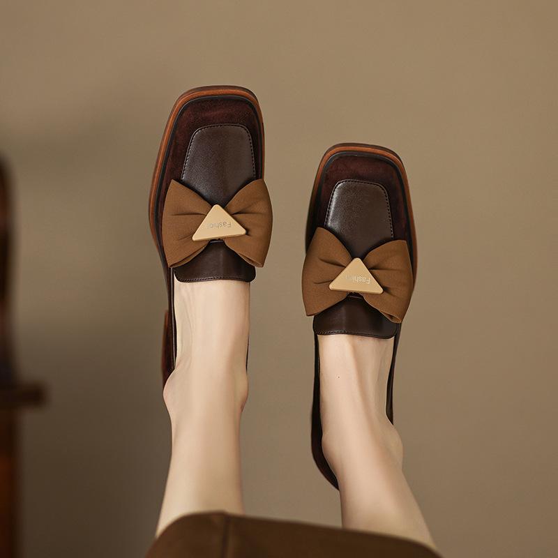 Loafers Women Shoes Spring New Fashion Designer Chunky Heels Woman Elegant Square Toe Office Dress Shoes Pumps Zapatos