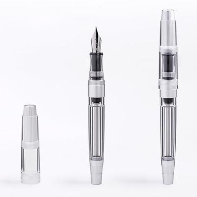 Фонтанная ручка Natami Fine Clear, Подарочный футляр, Перо, Наконечник, Прозрачный, Чернила, Платина, Каллиграфия, (Серебряный)