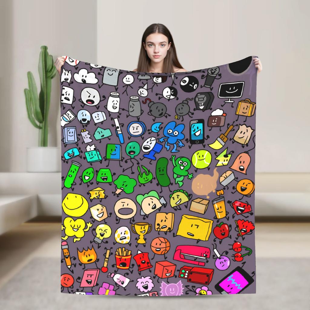 Super Soft Blanket Camping BFDI All Characters Throw Blanket BFDI Flannel Bedspread For Bedroom Pattern Sofa Bed Cover