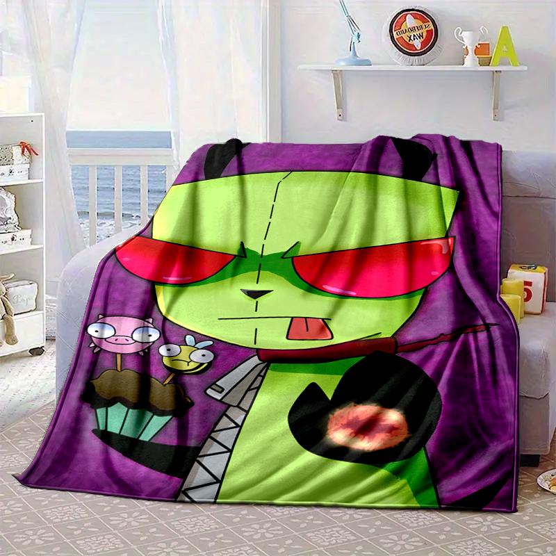 Alien Invasion Pattern Blanket Flannel Blanket for bed, sofa, Camping, Hiking, Picnic Essentials, gift for family Fan gifts