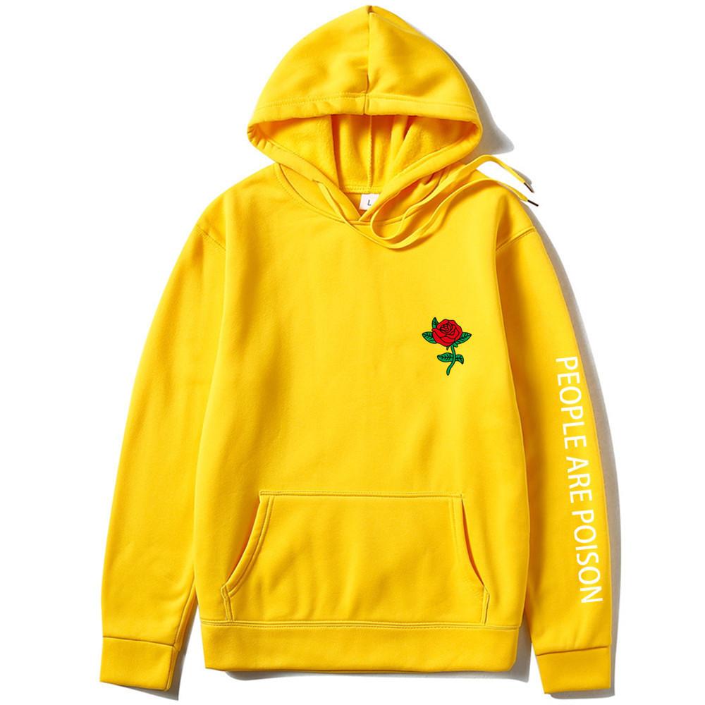 2023 Autumn Winter New Hoodie Men Fashion Red Rose Flower Sweatshirt with Print Autumn Winter Streetwear Men Women Casual Pullover Hoody Male