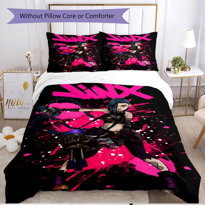 3pcs Duvet Cover Set (1*Duvet Cover + 2*Pillowcase, Without Core), Jinx Print Soft All‑Season Bedding Set, Home Bedroom Decor Gift