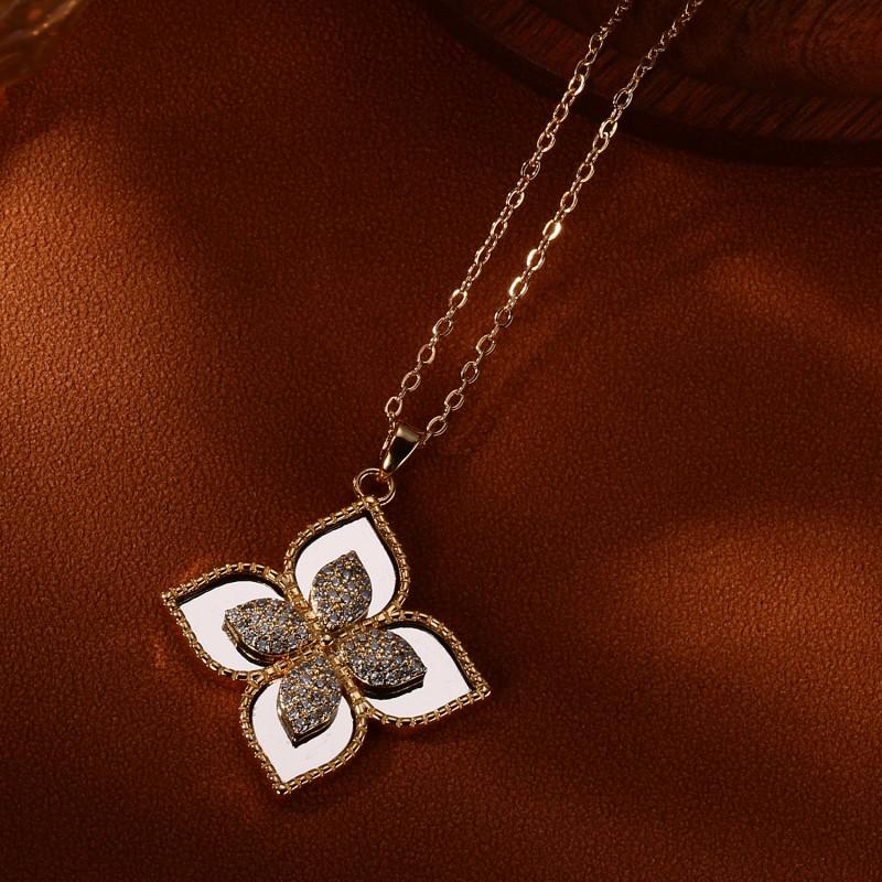Gold Plated Copper Clover Pendant Necklace Earrings Set Minimalist Chic Jewelry Women Men 2026