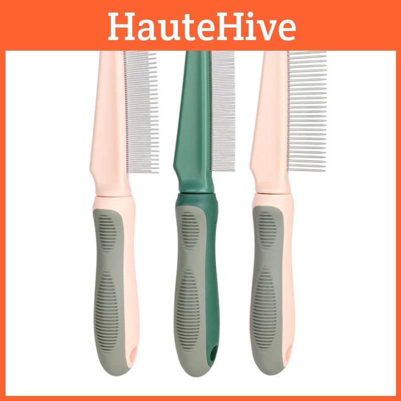 Расческа для груминга питомцев для кошек и собак Пластик и металл Оливково-зеленый Дымчато-голубой Персиковый цвета 61 зуб для длинной и короткой шерсти