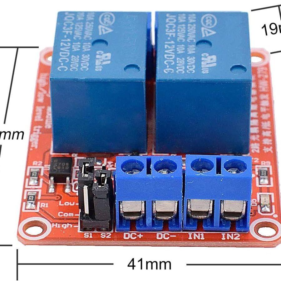 [2-Pack] 12V Relay Module 2-Channel Relay Switch with Optocoupler Isolation H