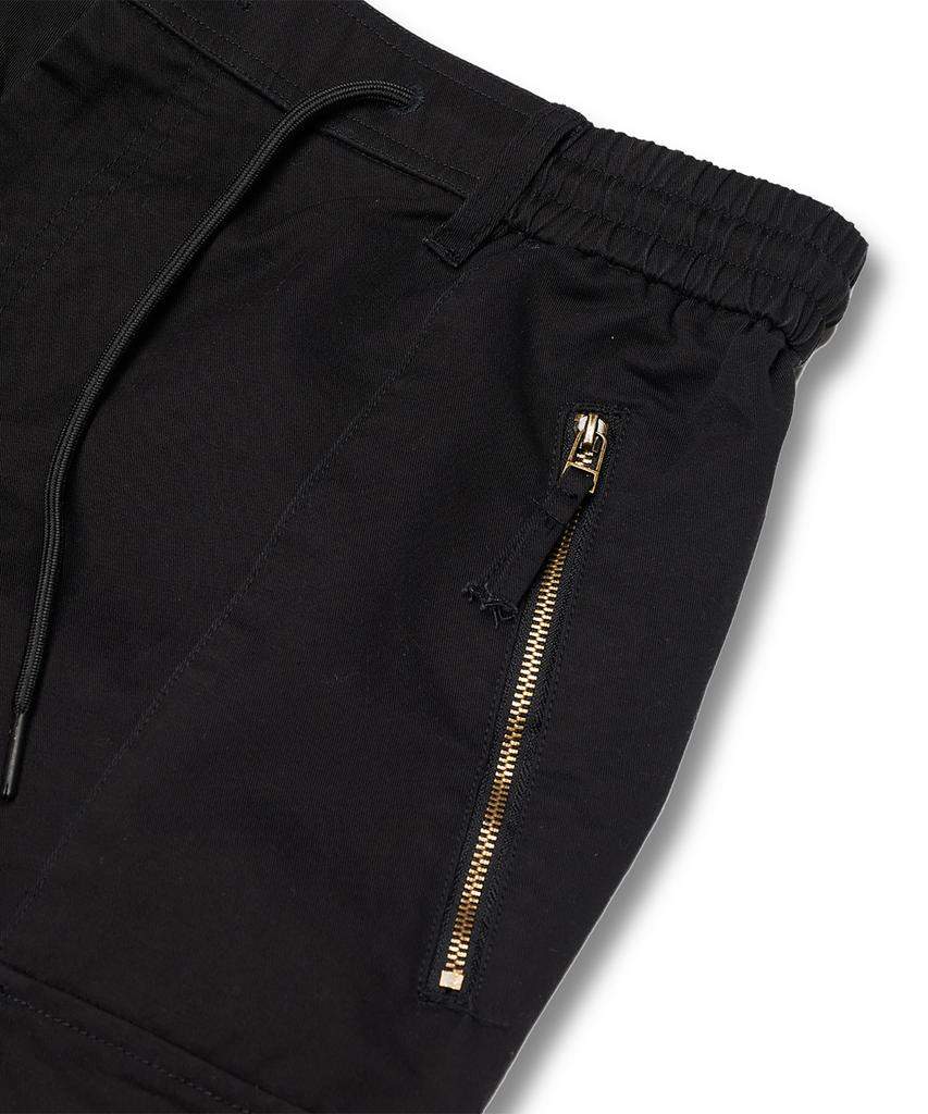 MUDSALT 8P Elastic Waist Wide Cargo Pants Black