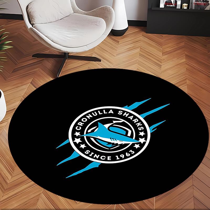 Cronulla-Sutherland Sharks (5) Round Office Rug Decorative Floor Rug for Office Bedroom Living Room and Home Space