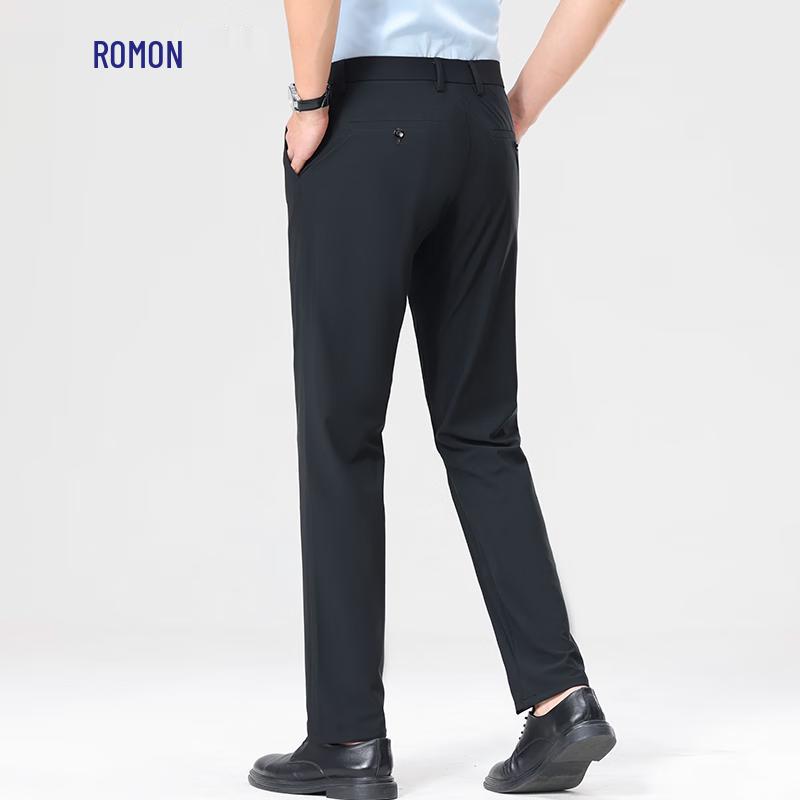 Romon Men's Ice Silk Casual Straight-Leg Pants