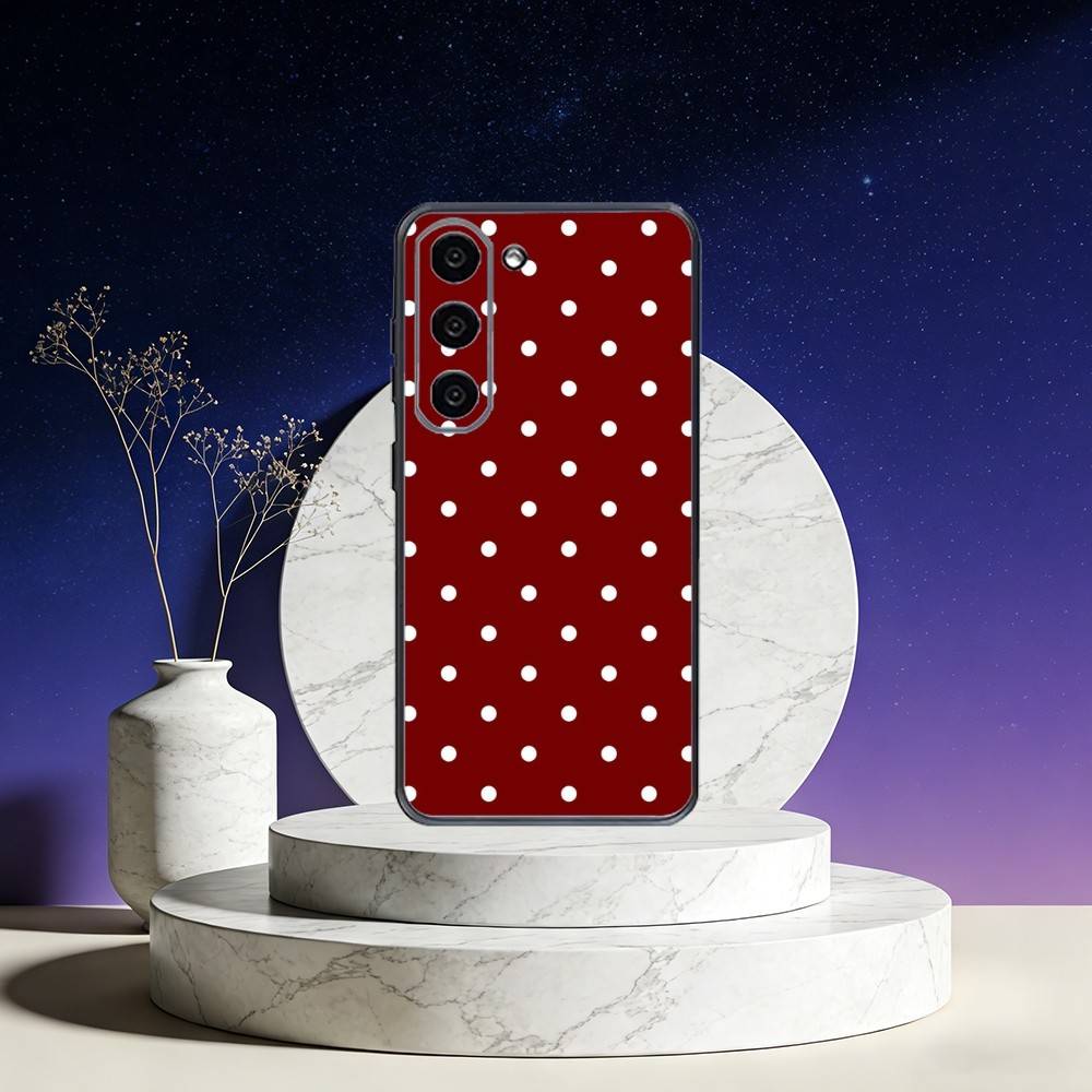 INS Brown Red Polka Dots Phone Case For Samsung Galaxy A73,A72,A71,A70,A53,A52,A51,Others Soft Black Cover