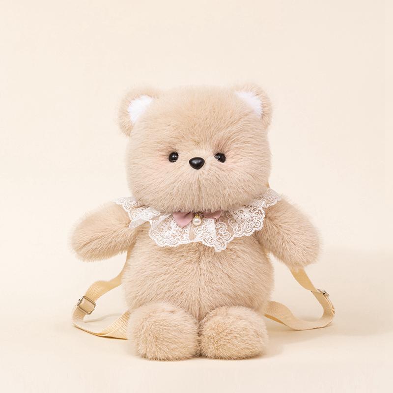 Simulation Cartoon Backpack Teddy Bear Storage Bag Girl's Birthday Gift Fashionable Cute Soft and Comfortable Adjustable Straps