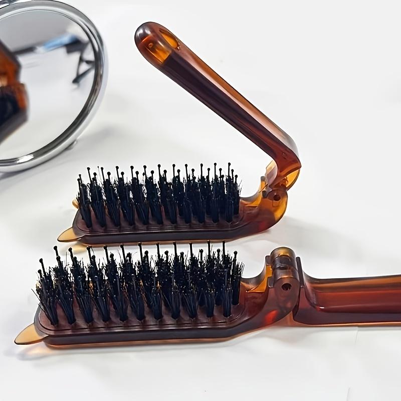 Amber Portable Travel Hair Brush, Soft Bristles for All Hair Types, Lightweight ABS Handle, Essential for Home Travel Handbag