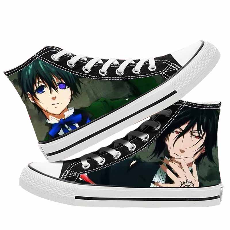 Унисекс аниме «Черный дворецкий Себастьян Михаэлис», повседневная парусиновая обувь, плимсоллы, светящаяся студенческая обувь на плоской подошве, кроссовки